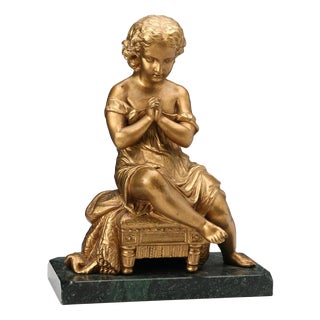 Sculpture of Young Girl in Prayer For Sale