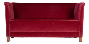 Vintage Red Velvet Sofa, 1950s
