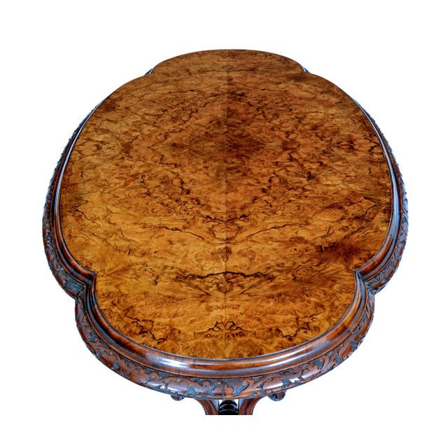 Victorian Carved Burr Walnut Side Table, 1860s For Sale - Image 3 of 8