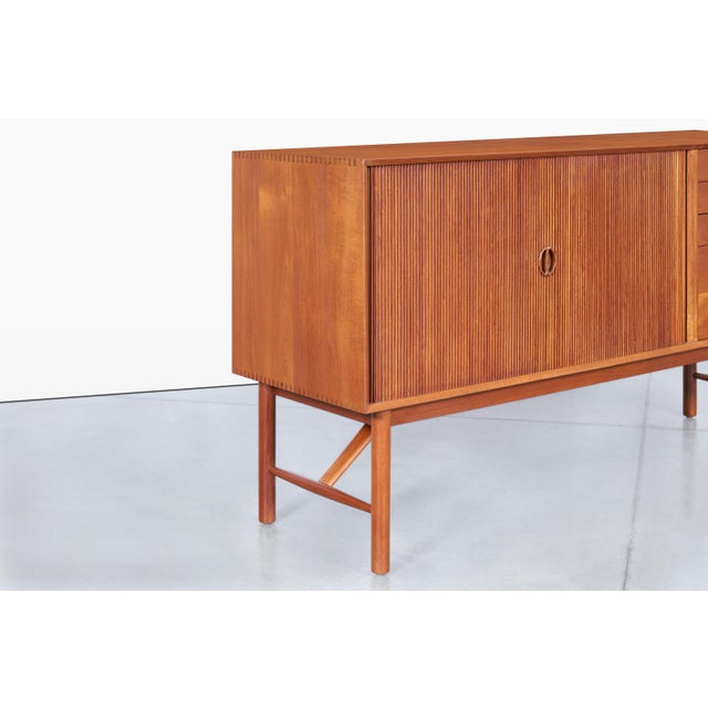 Mid-Century Modern 1960s Danish Teak Tambour Door Credenza by Peter Hvidt and Orla Mølgaard-Nielsen For Sale - Image 3 of 12
