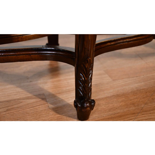 1910s Antique French Louis XV Walnut Hand Carved Window Bench / New Upholstery For Sale - Image 10 of 16