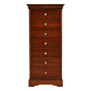 Grange French Louis Philippe Solid Cherry Wood Highboy Dresser or Semainier For Sale