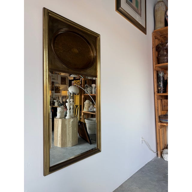 Hollywood Regency 1970s Vintage Hollywood Regency Brass Wall Mirror by Mastercraft/Sold For Sale - Image 3 of 12