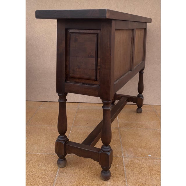 Spanish Hand Carved Console With Two Drawers, 1930s For Sale - Image 9 of 10
