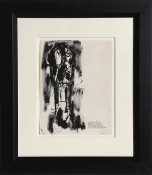 Abraham Rattner Man with Long Face, Ink and Wash on Paper by Abraham Rattner 1961 1961