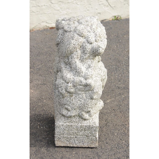 Early 20th Century Early 20th Century Chinese Granite Carved Foo Dog Garden Statues - A Pair For Sale - Image 5 of 13