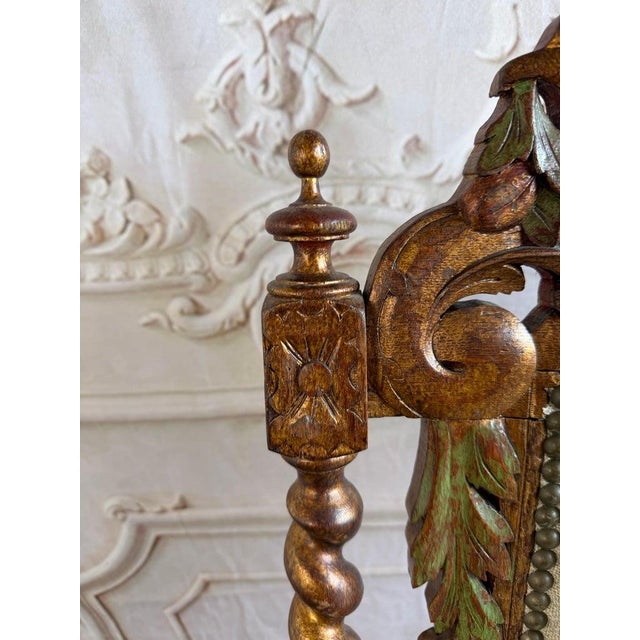 19th Century Set of 10 Chairs Italian Renaissance Revival Polychrome Giltwood Dining Chairs For Sale - Image 5 of 18