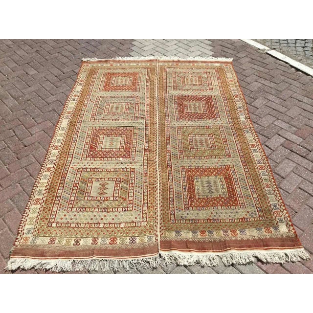 1960s Rustic Embroidered Kilim Rug - 67" X 96" For Sale - Image 11 of 11