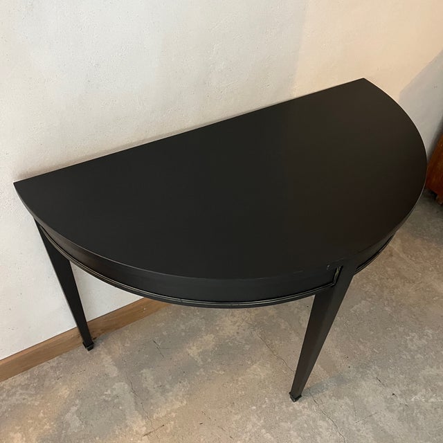 Half-Moon Console Table in Black Patinated Wood For Sale - Image 3 of 6