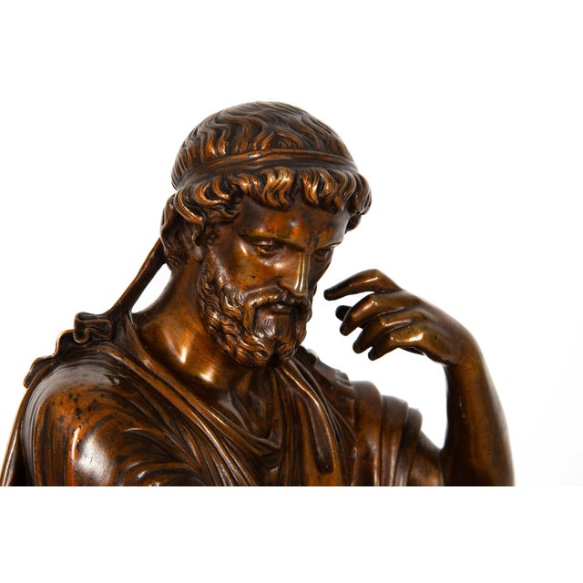 Metal Antique French Bronze Sculpture of Philosopher “Zeno of Elea” by Eugene Laurent For Sale - Image 7 of 18