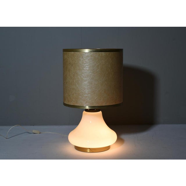 Large Italian Table Lamp in Opaline Glass and Brass, 1970s For Sale - Image 4 of 12