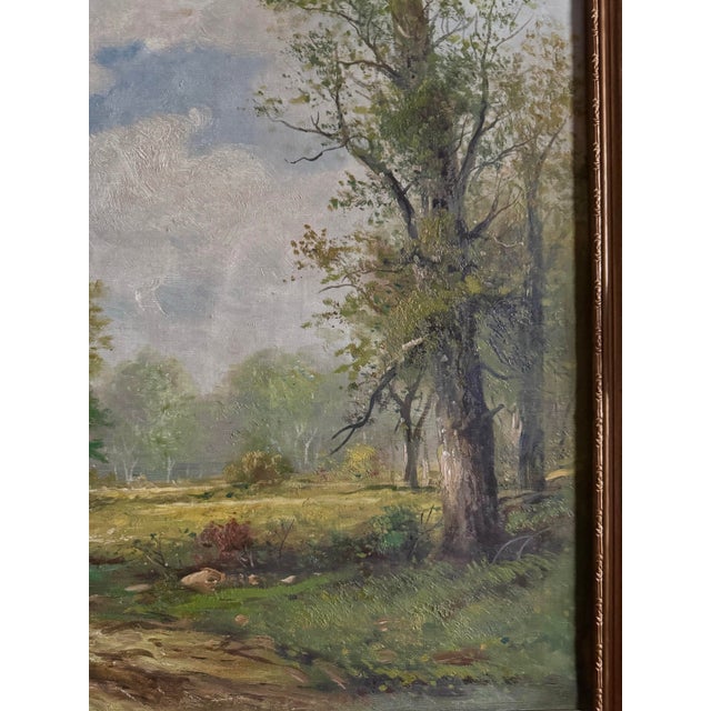 1920s Antique Signed Oil Landscape in Ornate Gilt Frame, Early 20th C For Sale - Image 5 of 9