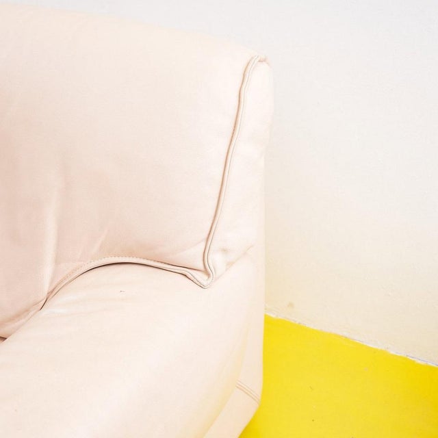 Vintage Cream Leather Sofa For Sale - Image 6 of 15