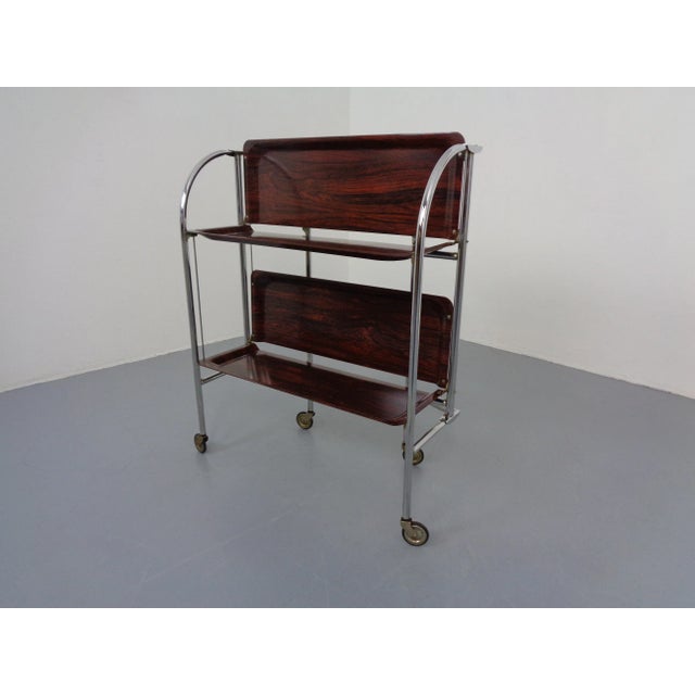 Vintage Optic Rosewood Pressalit Tea Cart, 1970s For Sale - Image 10 of 18