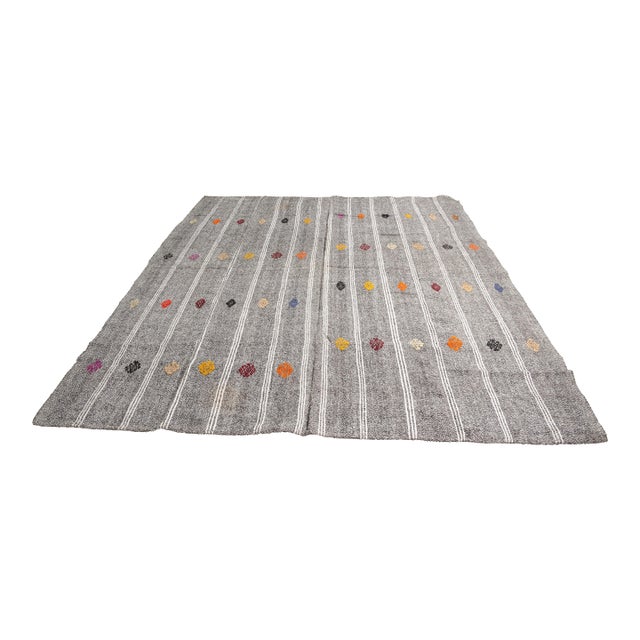 Off White Vintage Kilim Wool Rug For Sale