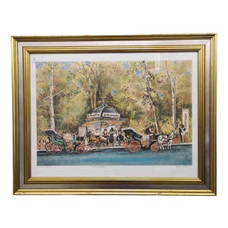 Atos Faccincani, Carriage Newsstand, Paint, Framed For Sale