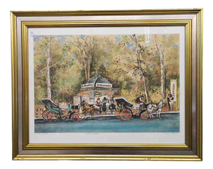 Atos Faccincani, Carriage Newsstand, Paint, Framed