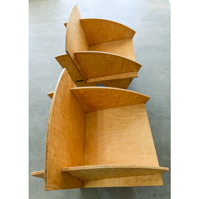 Vintage 1980s Postmodern Plywood Puzzle Chair and Ottoman For Sale - Image 14 of 18