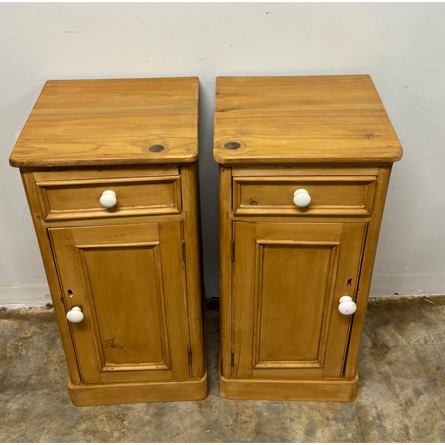 Antique English Pine Night Stands For Sale - Image 4 of 9