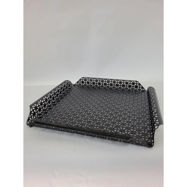 Metal Mid Century Modern Black Mesh Serving Tray For Sale - Image 7 of 7