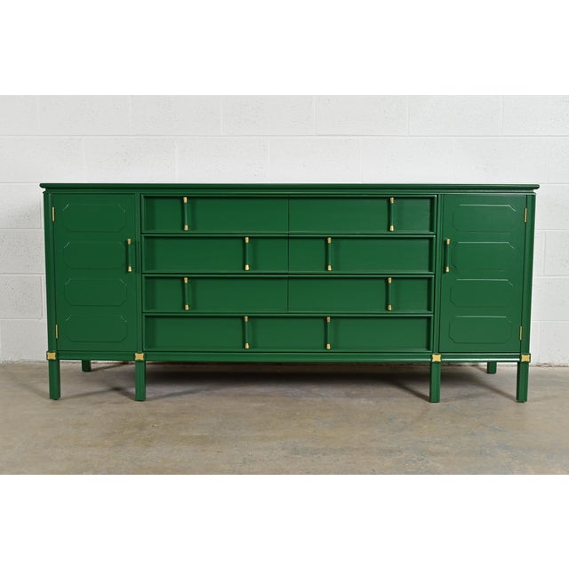 A gorgeous mid-century modern Hollywood Regency Chinoiserie long dresser or credenza By Thomasville, "Tamerlane"...
