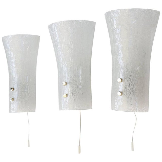 German Wall Sconces in Murano Glass & Nickel, 1960s, Set of 3 For Sale - Image 9 of 9