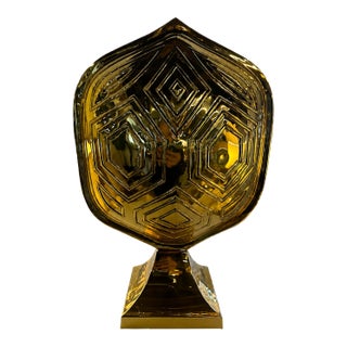 Vintage Turtle Shell Shaped Brass Touch Lamp For Sale