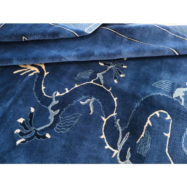 Royal Blue Galerie Shabab Collection Mid-20th Century Chinese Peking Small Room Size Carpet For Sale - Image 8 of 8