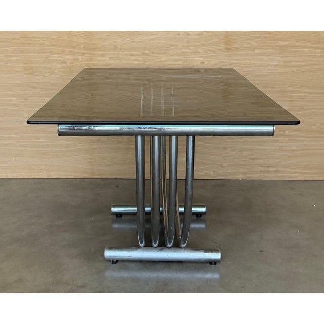 Mid-Century Modern Romeo Rega Style Chrome, Brass and Glass Dining Table For Sale - Image 11 of 18