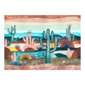 Sample - Schumacher Desert Scape Wallpaper Panel Set in Prismatic
