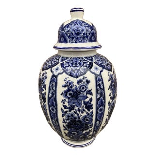 Ardalt Blue Delfia Blue & White Porcelain Ginger Jar For Sale