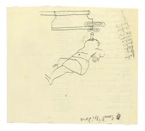Mino Maccari, The Smoking Man, Original Drawing, Mid-20th-Century