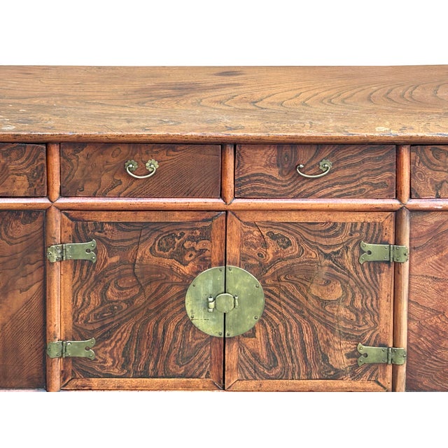 1970s Oriental Brown Brass Hardware Drawers Accent Storage Cabinet For Sale - Image 11 of 12