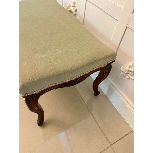 Mid 19th Century Large Antique Victorian Carved Walnut Stool, 1860s For Sale - Image 5 of 8