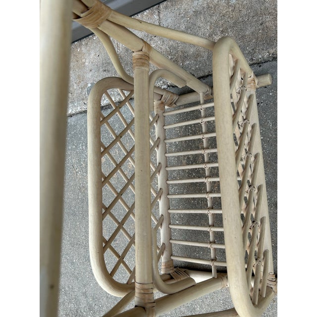 Contemporary 1980s Vintage Rattan Magazine Holder Table For Sale - Image 3 of 12