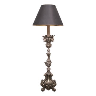 Antique Rococo Pewter Floor Lamp, Italy, 1900s For Sale