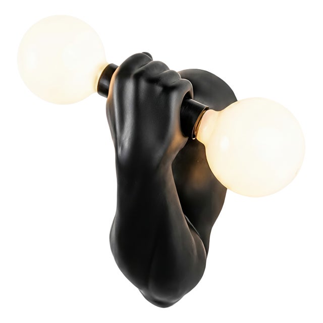 Black Ceramic Wall Sconce from J.C. Peiré, 1980s For Sale