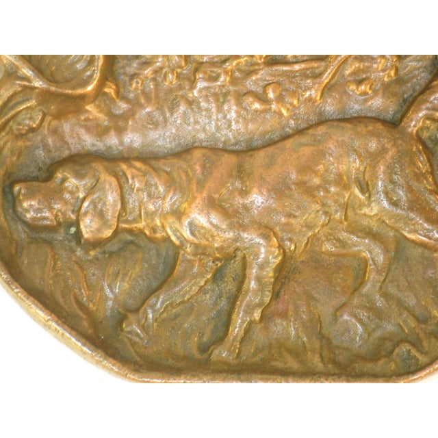 Arts & Crafts ANTIQUE ASHTRAY ART PLAQUE SOLID BRONZE, HUNTING DOG TOBACCO FISHING SPORT HUN For Sale - Image 3 of 7