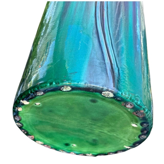 1930s Antique Majolica Pottery Floor Vase Umbrella Stand For Sale - Image 5 of 5