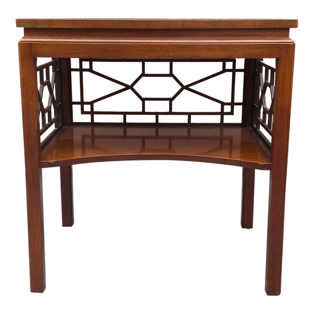 Late 20th Century Baker Furniture Chinese Chippendale Magogany Side Table For Sale