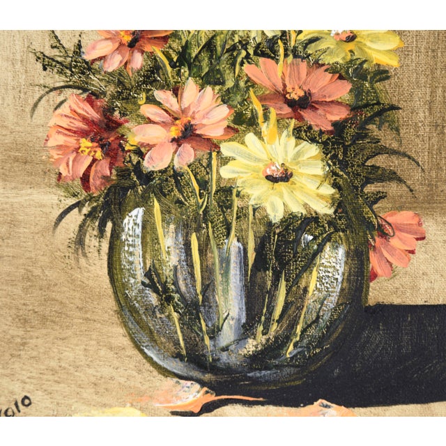 Early 21st Century Still Life With Pink and Yellow Flowers in Oil on Canvas For Sale - Image 5 of 7