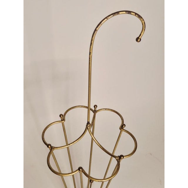 Mid-Century Modern Umbrella Stand in Metal with Gold Color Finish, 1950s For Sale - Image 4 of 7
