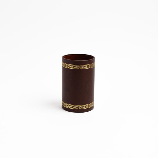 Vintage Brown Leather Desk Accessory Set - 4 Pieces For Sale - Image 9 of 13