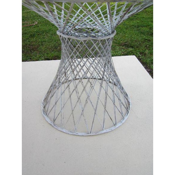 White Wicker Resin Round Patio Table with Glass Top Chairish