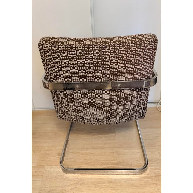 1970s Chrome Cantilever Accent Armchair Mies Van Der Rohe, Milo Baughman Style For Sale - Image 4 of 12