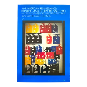 Andy Warhol Vintage 1986 Lithograph Print Pop Art Museum Exhibition Poster " Mona Lisa " 1963