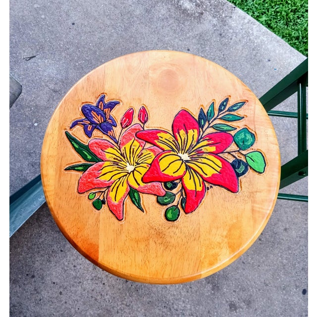Arts & Crafts 2 Unique Custom Handcrafted Counter Stools For Sale - Image 3 of 5