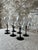 French Vintage Black Stem Wine Glasses - Set of 7 For Sale - Image 3 of 6
