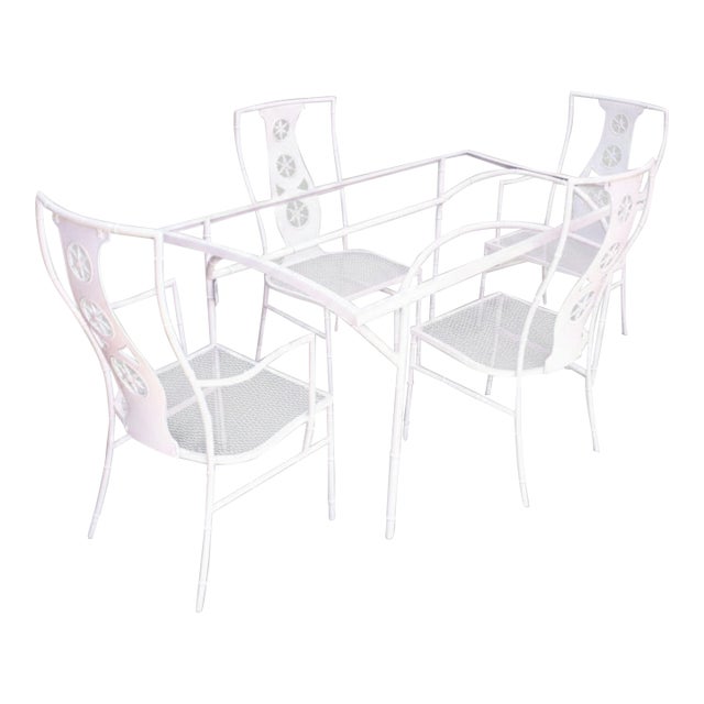 Mid-Century Salterini Montego Chairs and Table, Set of Five Pinwheel Back, Attributed For Sale