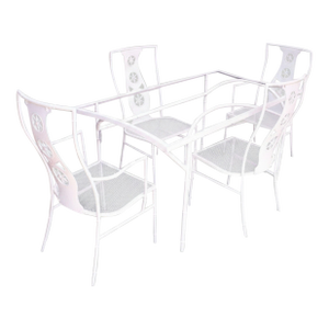 Mid-Century Salterini Montego Chairs and Table, Set of Five Pinwheel Back, Attributed